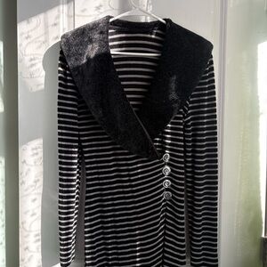 Joseph Ribkoff Black and White Striped Maxi Dress